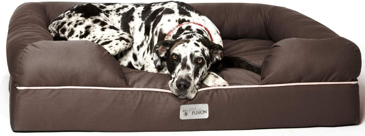 PetFusion Ultimate Dog Bed, Orthopedic Memory Foam, Multiple Sizes/Colors, Medium Firmness Pillow, Waterproof Liner, YKK Zippers, Breathable 35% Cotton Cover, 1yr. Warranty,Brown, XXL Jumbo (50x40")