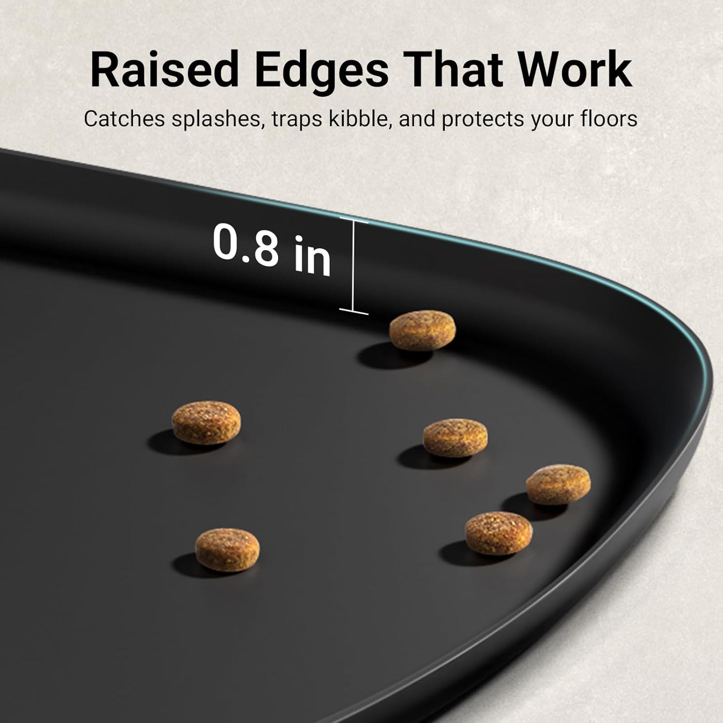 DownyPaws Dog Food Mats for Floors Waterproof, BPA Free Silcone Dog Bowl Mat, Non-Slip Pet Feeding Mat with High Raised Edge, Cat Placemat for Messy Drinkers, 24"×17", Black