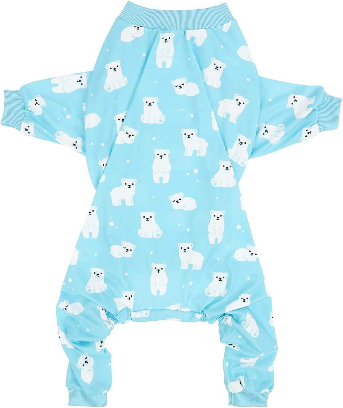 HDE Dog Pajamas One Piece Jammies Jumpsuit Pet Clothes Outfit Stretchy Lightweight Comfy Shirt Pjs for M-3XL Dogs Sleepy Polar Bears - 3XL