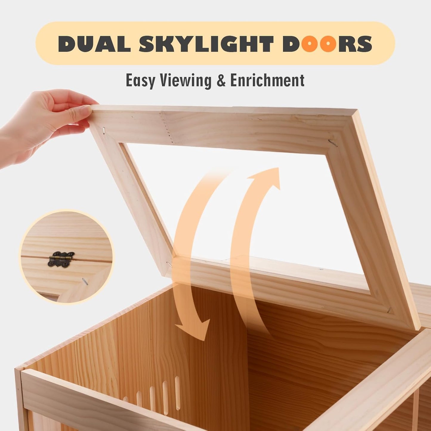 Wooden Hamster Cage with Pull-Out Tray, Small Animal Habitat with Double Skylight Doors for Gerbil, Mouse, Guinea Pig, Rat, No Accessories (31.5" L x 15.7" W x 15.7" H)