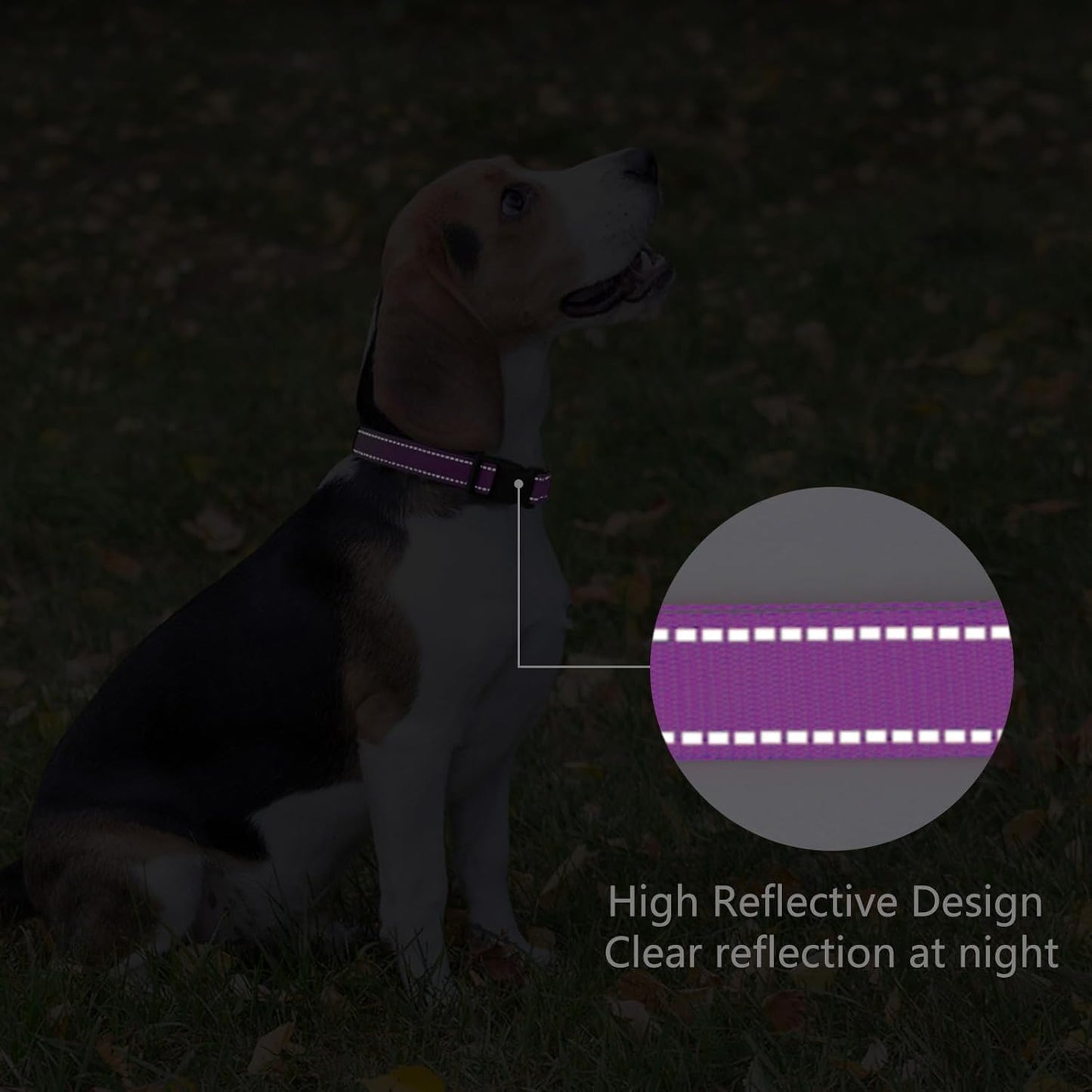 Reflective Dog Collar Padded with Soft Neoprene Breathable Quick Release Basic Dog Collars for Medium Large Dogs Dark Magenta