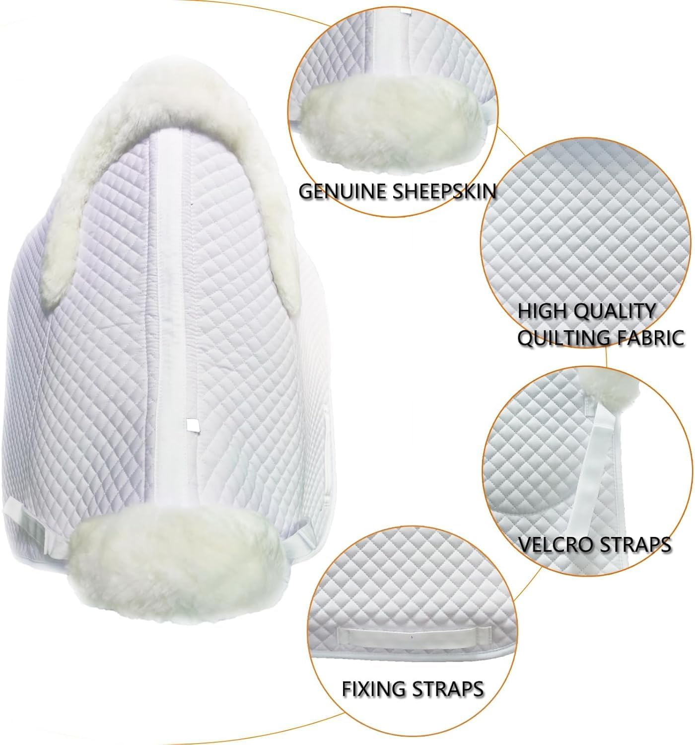 Woolous Dressage Saddle Pad, English Saddle Pad with Sheepskin Trim, Lambskin Wool Fleece Lining, Square Saddle Pad for Equestrian Riding, Comfortable & Shock Absorbing