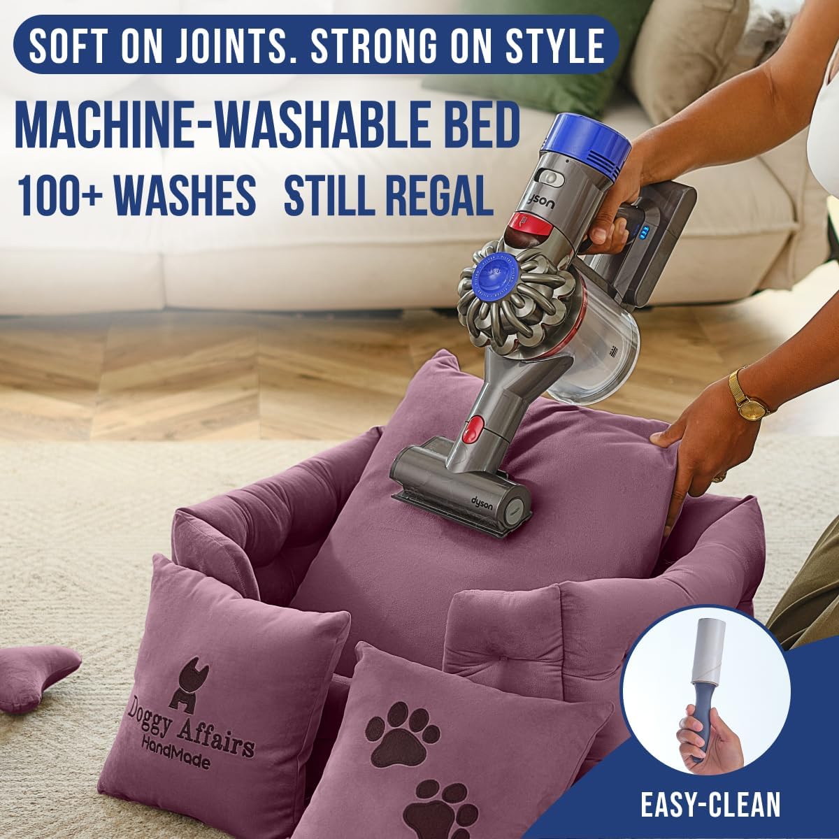 Luxury Dog Bed Chesterfield – Handcrafted Velvet Throne for Dogs | Joint Support, Calming & Temp-Regulating Comfort | Durable 5+ Years, Anti-Claw, Washable 100+ Times – XS, Purple