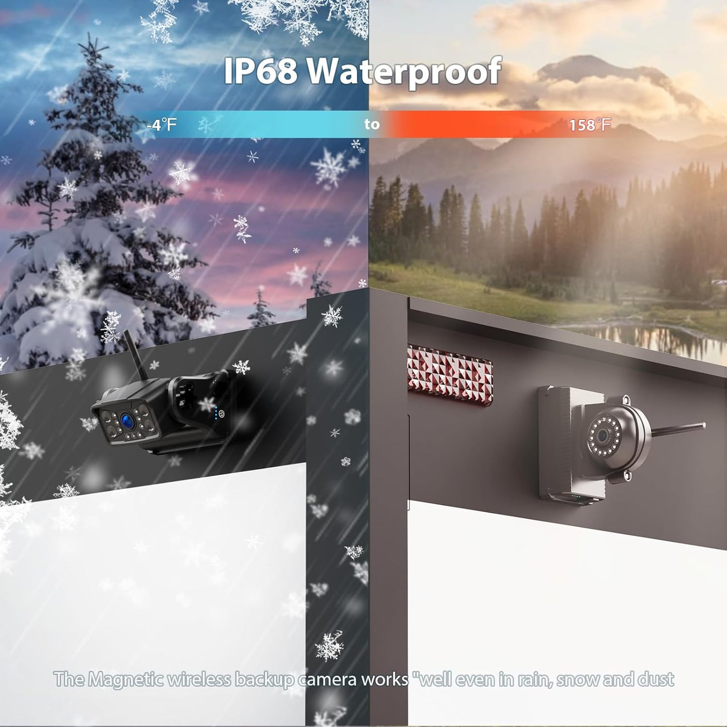 3 Magnetic Wireless Backup Camera with HD 1080P 10" DVR Monitor, 1-Rear View 2-Side View Cameras Wireless System for RV Trailer Trucks, Built-in 9600mAh Battery,Night Vision,Recording- ZEROXCLUB BC103