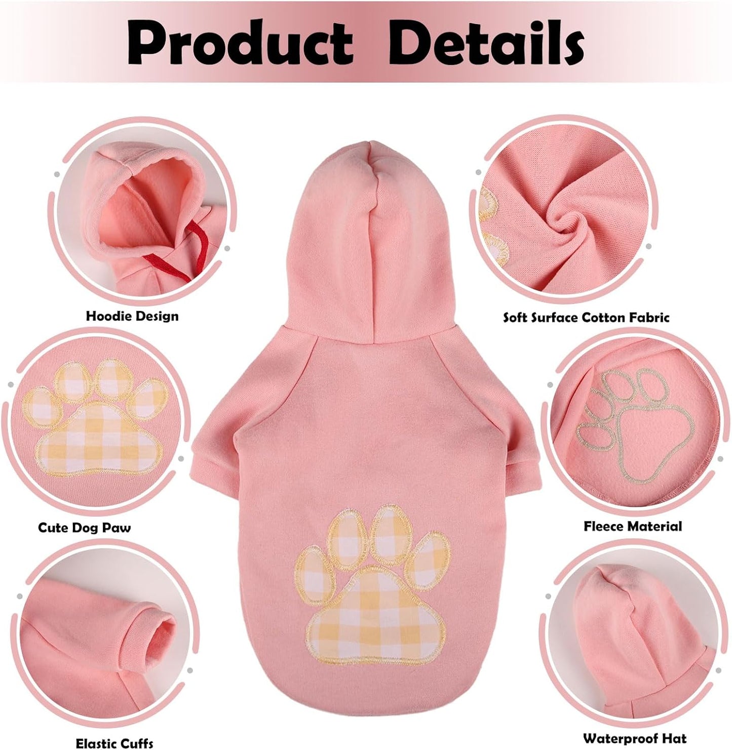 SAWMONG Dog Hoodie,Flannel Pet Hooded Sweater with Hat Puppy Pullover Sweater Shirt,Dog (Pink,3XL)