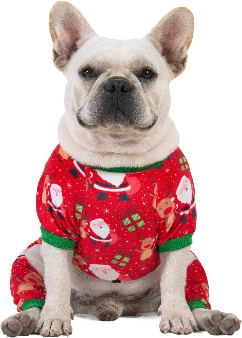 CuteBone Small Dogs Christmas Outfit Soft Puppy Onesies Pjs Dog Pajamas Pet Coat Cat Apparel Comfy Doggie Jumpsuit Bodysuit for All Seasons P135S