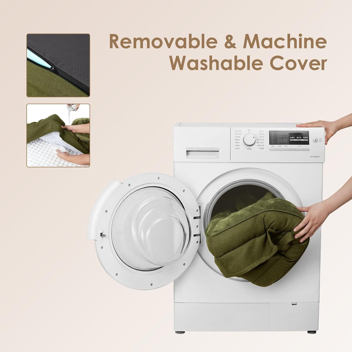 EHEYCIGA Orthopedic Dog Bed for Small Dogs, Waterproof Memory Foam Small Pet Beds with Sides, Non-Slip Bottom and Egg-Crate Foam Medium Dog Couch Bed with Washable Removable Cover, Olive Green