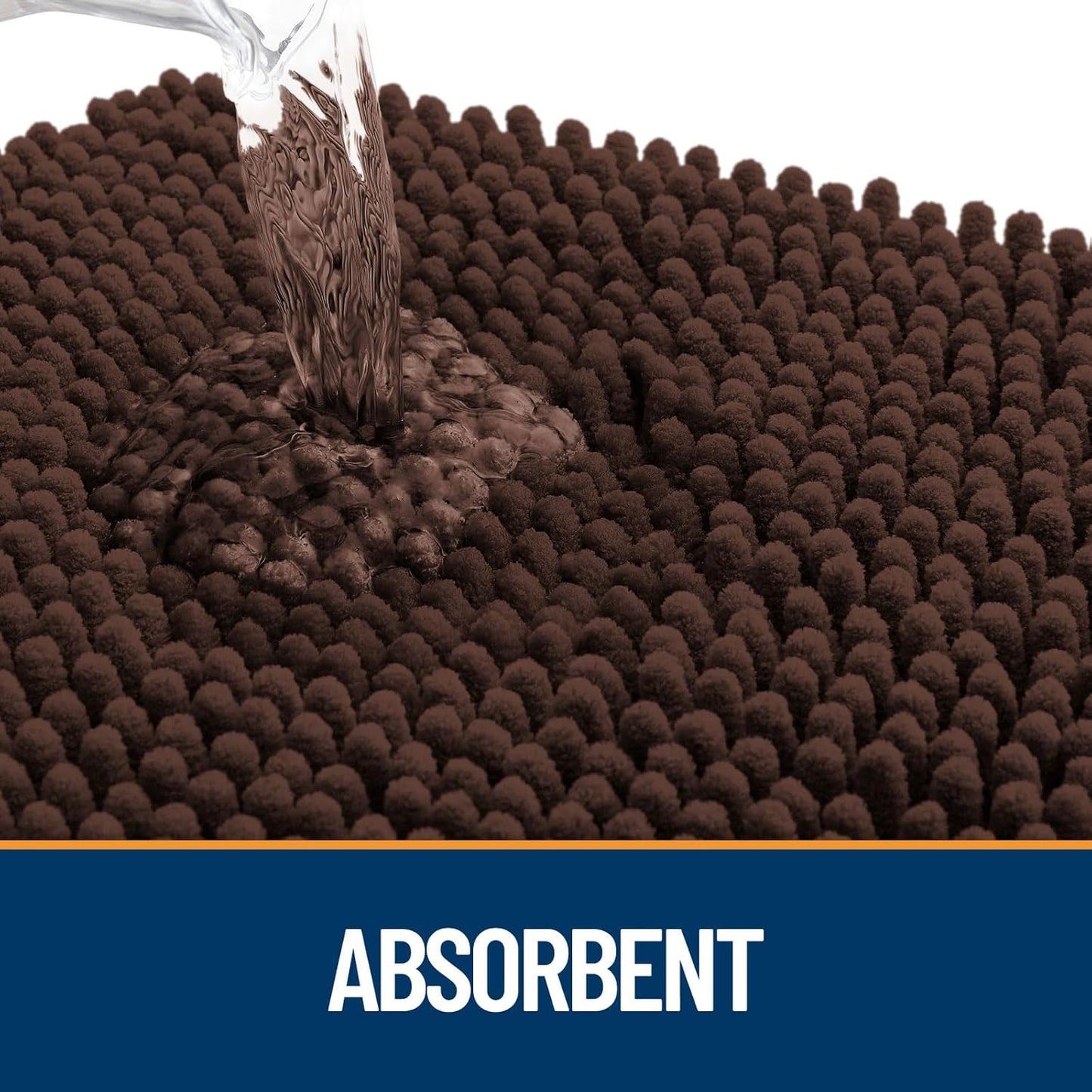 OLANLY Dog Door Mat for Muddy Paws 30x20, Absorbs Moisture and Dirt, Absorbent Non-Slip Washable Doormat, Quick Dry Chenille Mud Mat for Dogs, Entry Indoor Entryway Carpet for Inside Floor, Brown