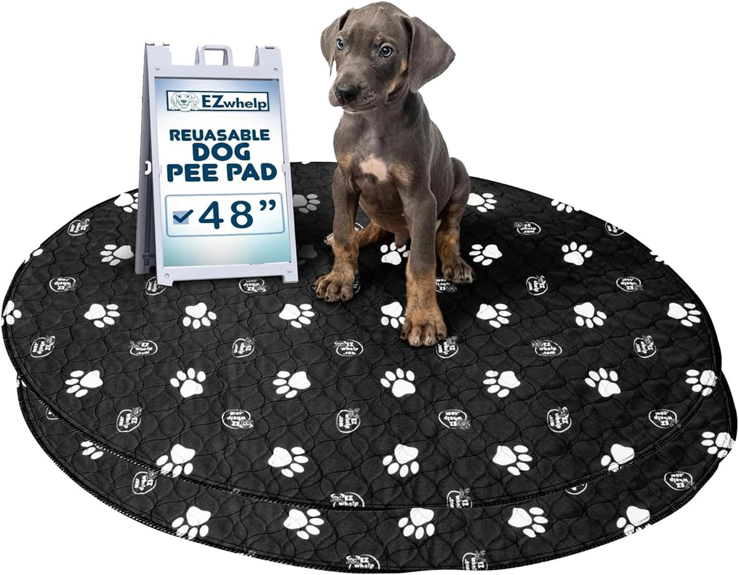 EZwhelp Pack of 2 Reusable Dog Pee Pad, Washable Slip-Resistant Waterproof Mat, 24x48 Inches