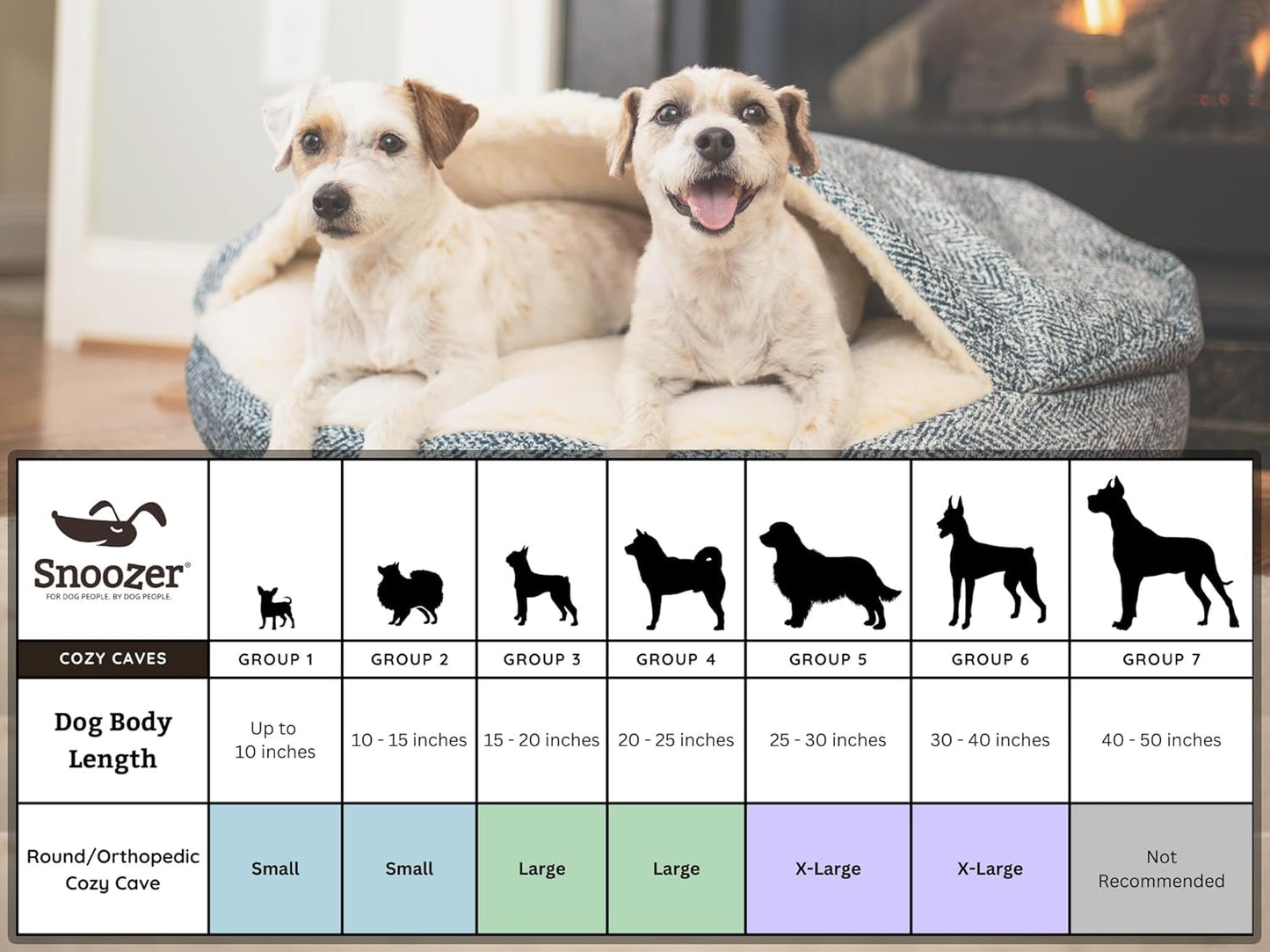 Snoozer Luxury Cozy Cave Dog Bed - Indoor Dog Bed with Cover Cave, Covered Calming Burrow for Small & Medium Sized Pets with Blanket Attached, Enclosed, Washable - Large, Pedigree Denim