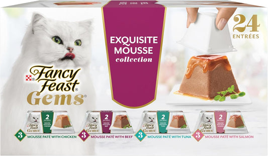 Fancy Feast Gems Pate Cat Food Mousse and a Halo of Savory Gravy Wet Cat Food Variety Pack - (Pack of 12) 4 oz. Boxes