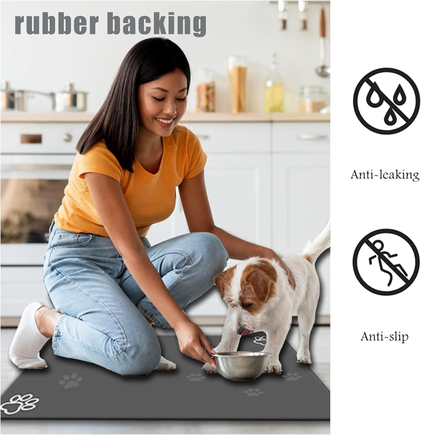 Large Boho Dog Food Mats for Floors, Absorbent Dog Bowl Mat for Food and Water Dispenser Mat, Quick Dry Cat Food Mat Pet Supplies (Light Vintage, 36 * 24)