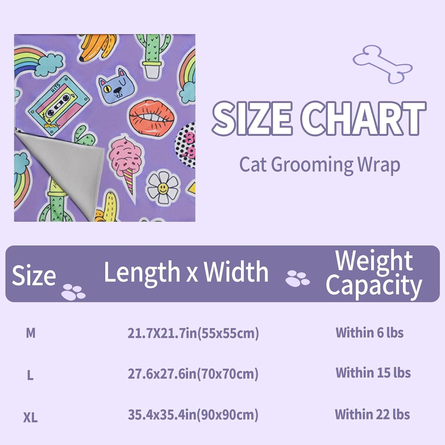 27.6" Cat Grooming Wrap,Self-Adherent Cat Wrap for Cutting Nails,Anti-Escape Cat Swaddle Wrap,Multifunctional Anti-Scratch Cat Restraint Wrap for Medicine,Nail Clipping,Ear Cleaning(Within 15lbs)