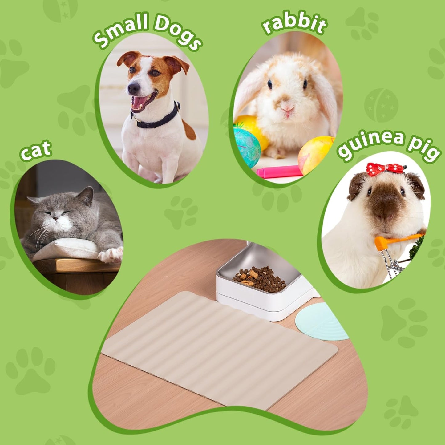 Li&Zhao Dog Food Mat - Wave Cat Food Mat Pet Food Mat Dog Bowl Mat Waterproof Pet Mats for Food and Water for Floors Waterproof(Beige)