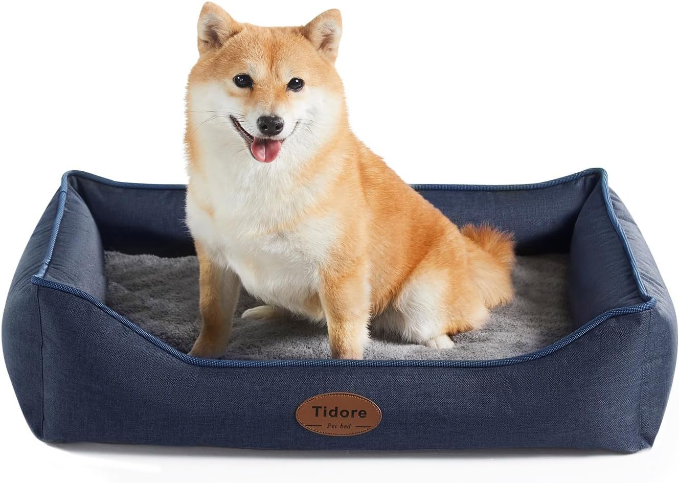 Orthopedic Dog Beds for Medium Dogs, Durable Egg Crate Foam Sofa Dog Bed wit Washable Removable Cover,Waterproof Lining,Pet Bed for Large Dogs (Navy Blue, 26.4" L x 21.7" W x 6.2" Th)