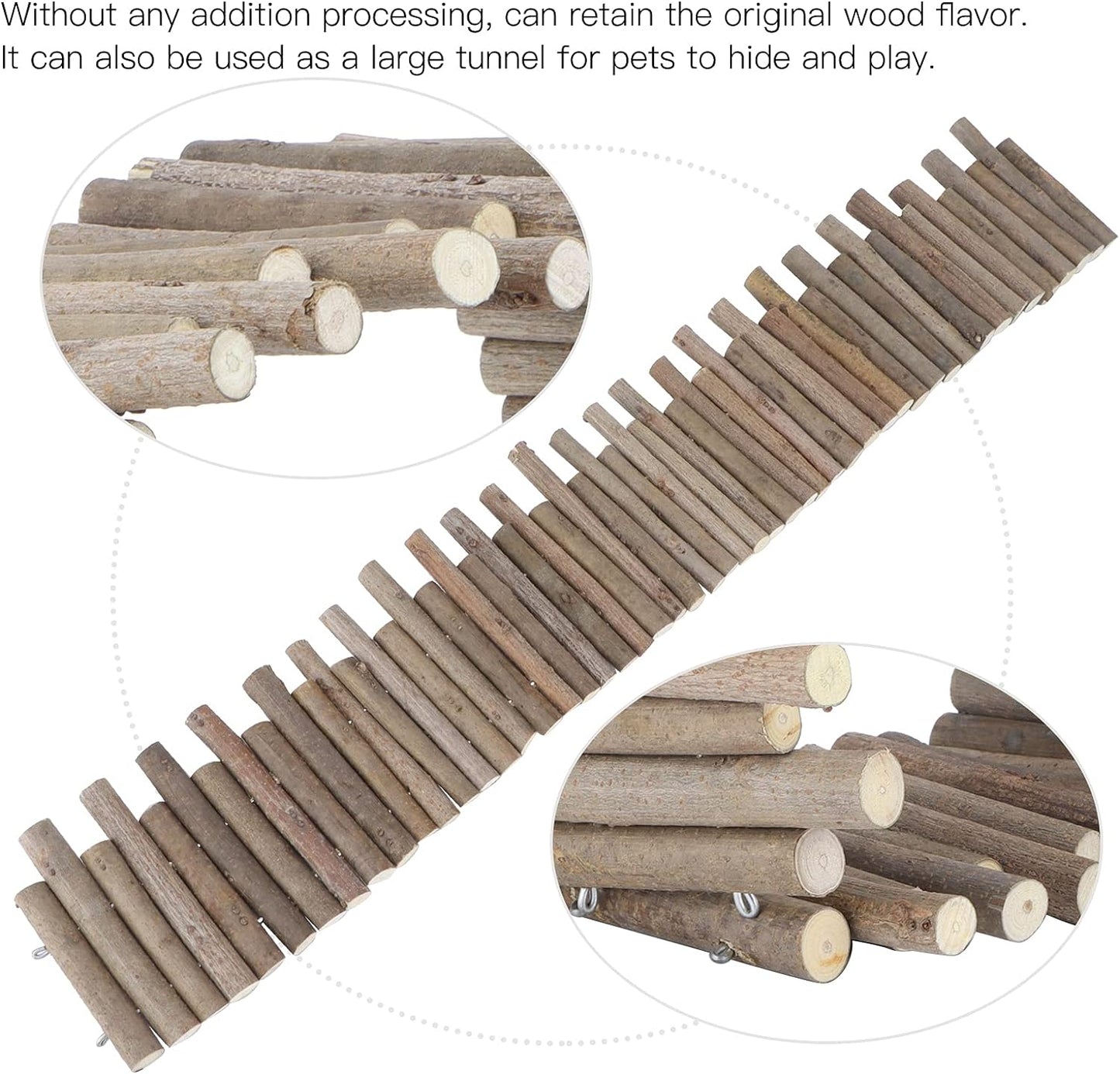 Ejoyous Hamster Wooden Bridge, Wood Ladder Hamster Fence Hideout Cage Bedding Climbing Toys for Syrian Hamsters Gerbil Small Animals (60CM Fence)