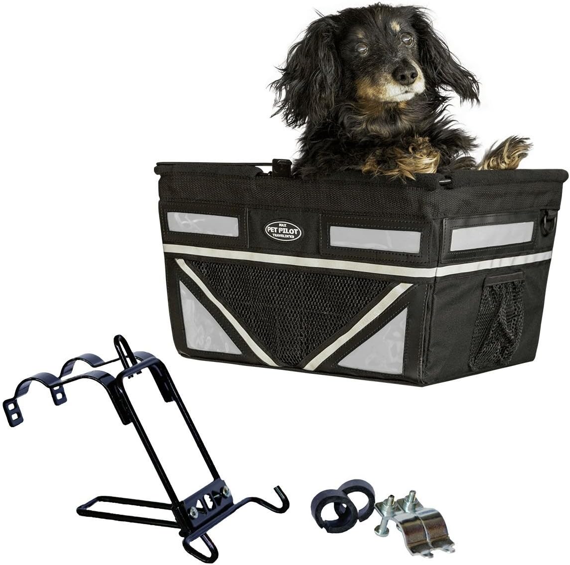 TRAVELIN K9 Pet-Pilot MAX Dog Bicycle Basket Carrier | 8 Color Options for Your Bike (Silver/Grey)