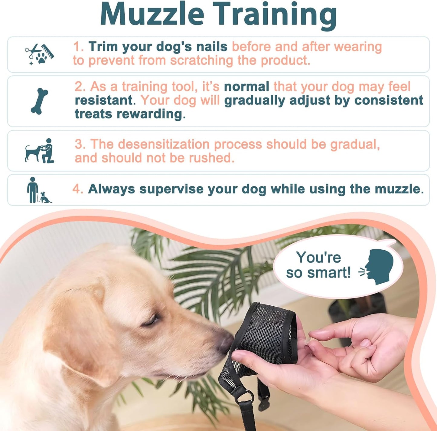 LUCKYPAW Dog Muzzle, Mesh Muzzle for Large Medium Small Dogs, Soft Mouth Guard for Biting Chewing, Breathable Mouth Guard with Adjustable Strap for Training(Brown, XS(Snout:6.5"-7.5"))