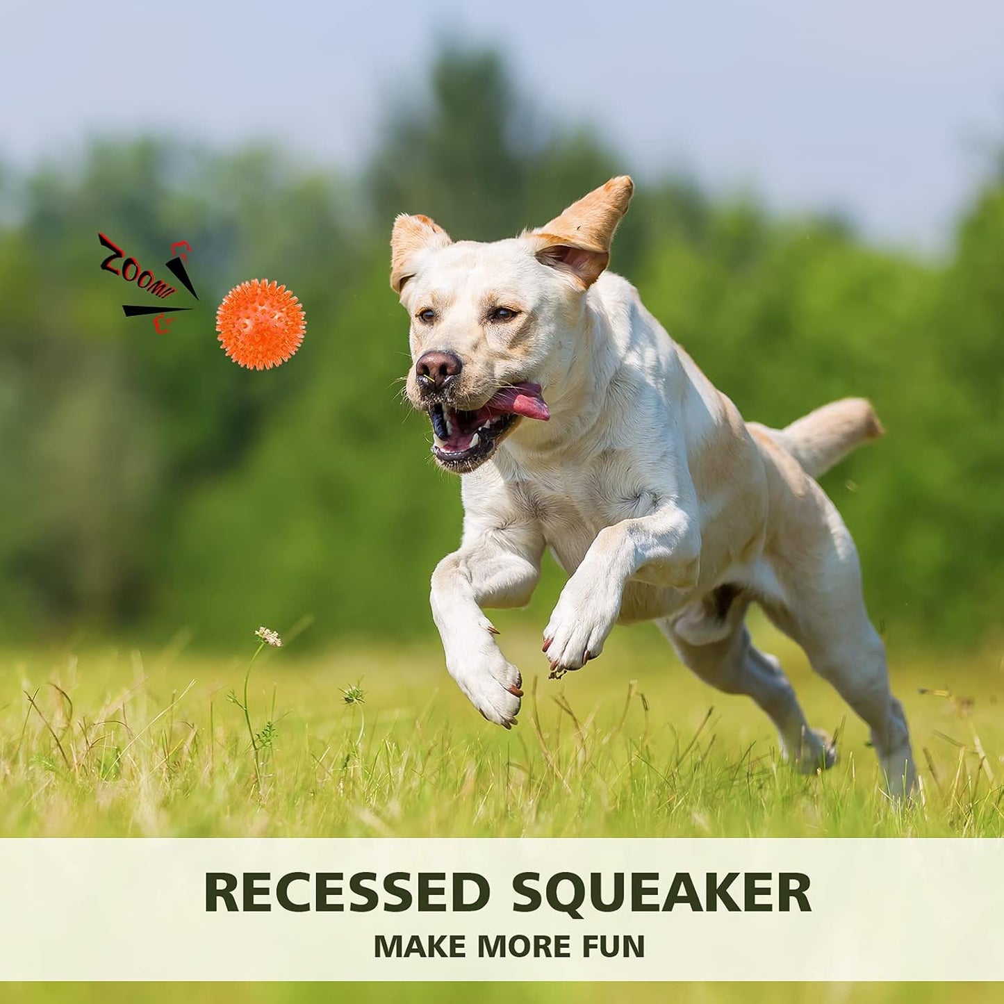 petizer 3-Pack 3.5” Squeaky Dog Toy Balls, Floating Dog Pool Balls, Spiky Dog Balls Water Toys, Durable Interactive Fetch Toys for Puppy, Dog Chew Toys for Teething (3.5", Medium/Large Dog)