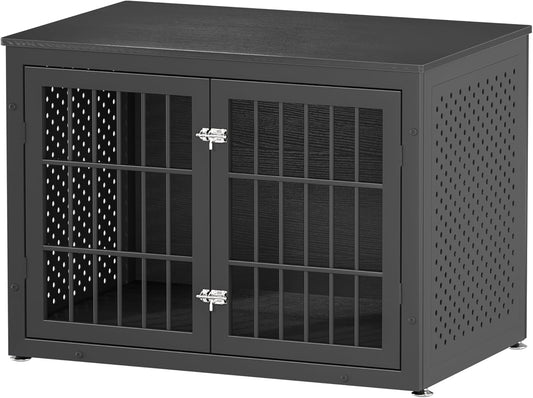 38" Heavy Duty Dog Crate Furniture for Large and Medium Dogs,Wooden Metal Kennel for High Anxiety Dogs, Chew Proof Pet Cage Indoor, Decorative Dog Kennel End Table