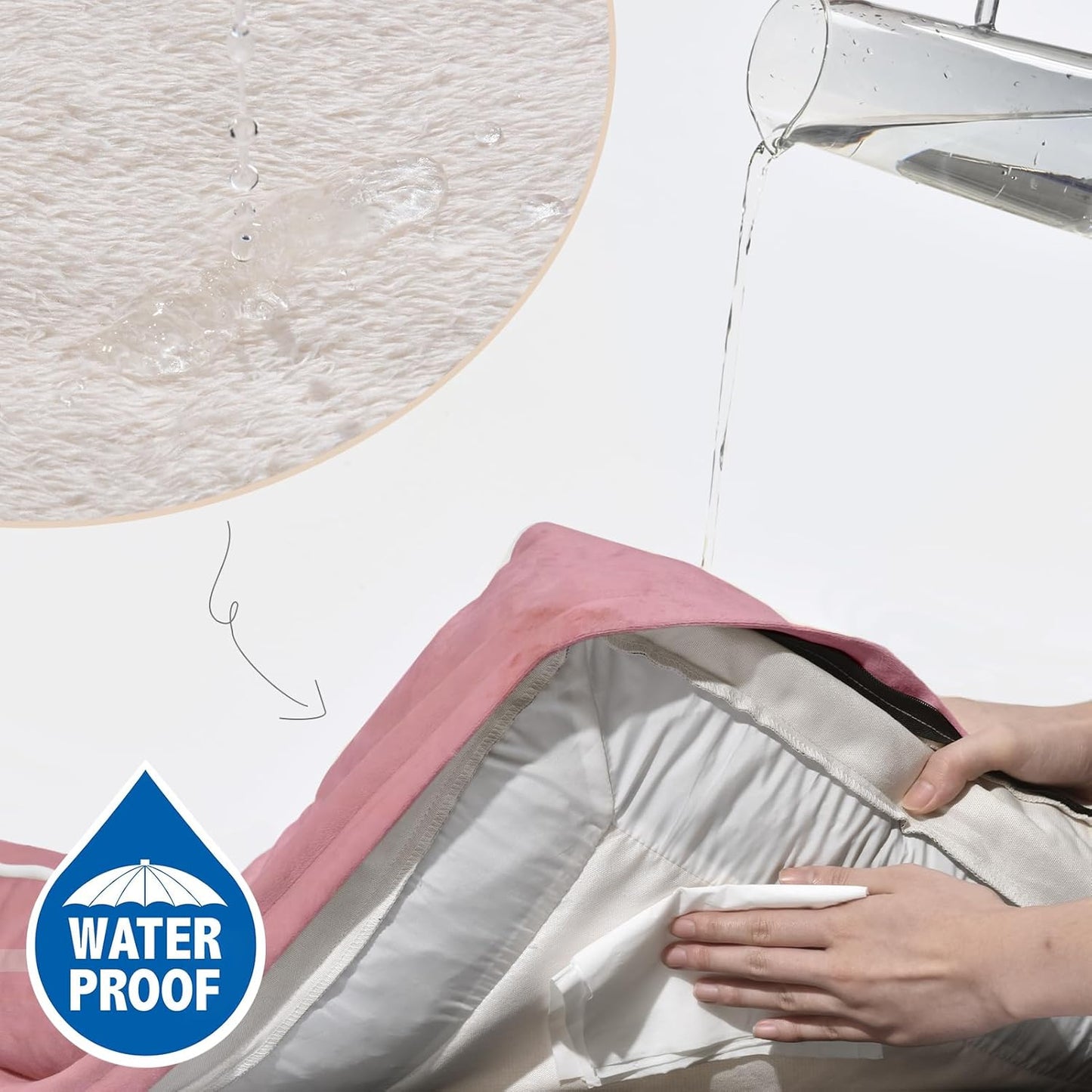 Comfort Expression Waterproof Orthopedic Foam Dog Beds Extra Large Dogs, XL Dog Bed with Bolster, Washable Pet Sofa Couch with Removable Cover & Non-Slip Bottom(X-Large,Pink)