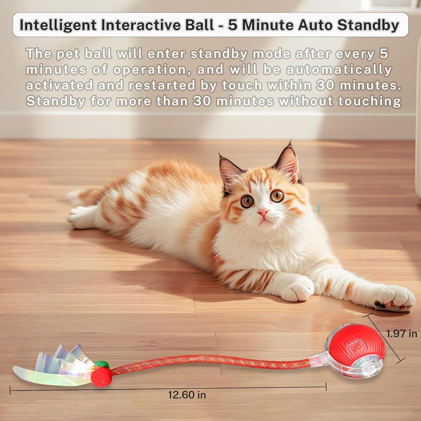 New Upgraded Cat Ball Toy - Speedy Tail 2.0 Cat Toy, Interactive Cat Toy Ball, Stimulating Toys and Juguetes para Gatos, Cat Toys for Bored Indoor (Red)