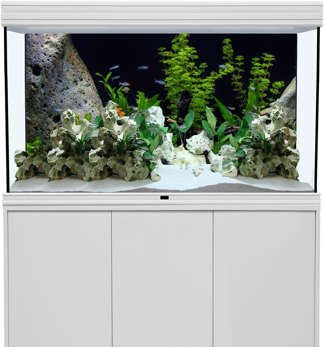AWERT Vinyl Underwater Aquatic Plant Fish Tank Background Stone River Bed & Lake Aquarium Background 48x24 inches