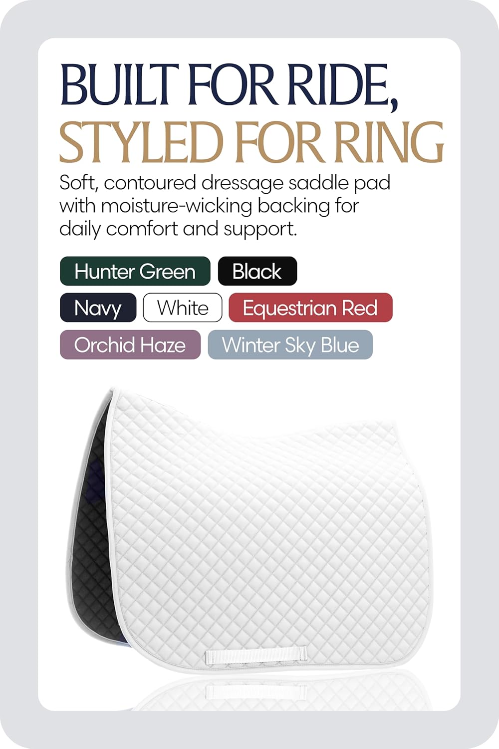 Equinavia Harstad Dressage Saddle Pad | Classic & Durable | Moisture-Wicking Tricot Backing