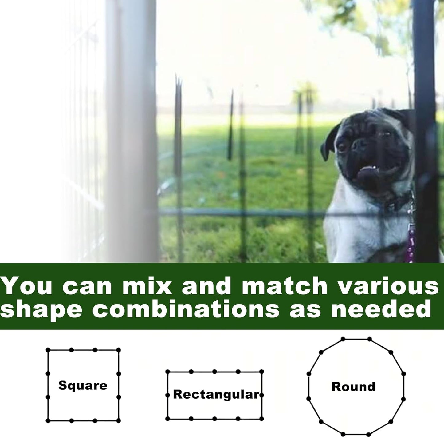 Dog Playpen,24 32 40 48 in(H) Pet Fence Outdoor for Rv Camping,Garden Fence Medium Animal Barrie for Yard,11Ft(L)-56Ft(L) Black Metal Temporary Fencing