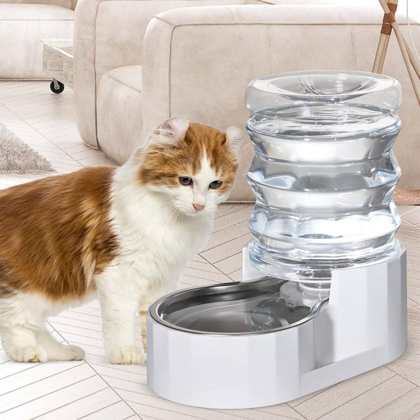 RIZZARI Dog Water Bowl Dispenser: 5L Automatic Stainless Steel Gravity Feeder - Large Capacity Ideal for Indoor and Outdoor Hydration