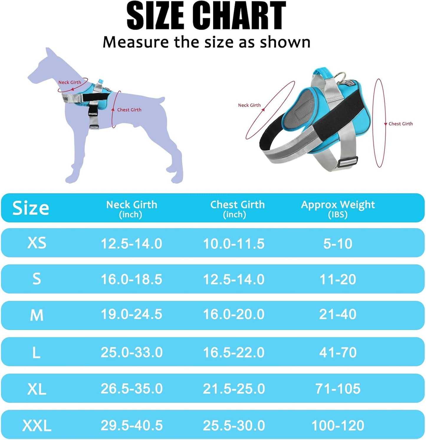 Bolux Dog Harness, No-Pull Reflective Dog Vest, Breathable Adjustable Pet Harness with Handle for Outdoor Walking - No More Pulling, Tugging or Choking (OceanicBlue, Small (Pack of 1))