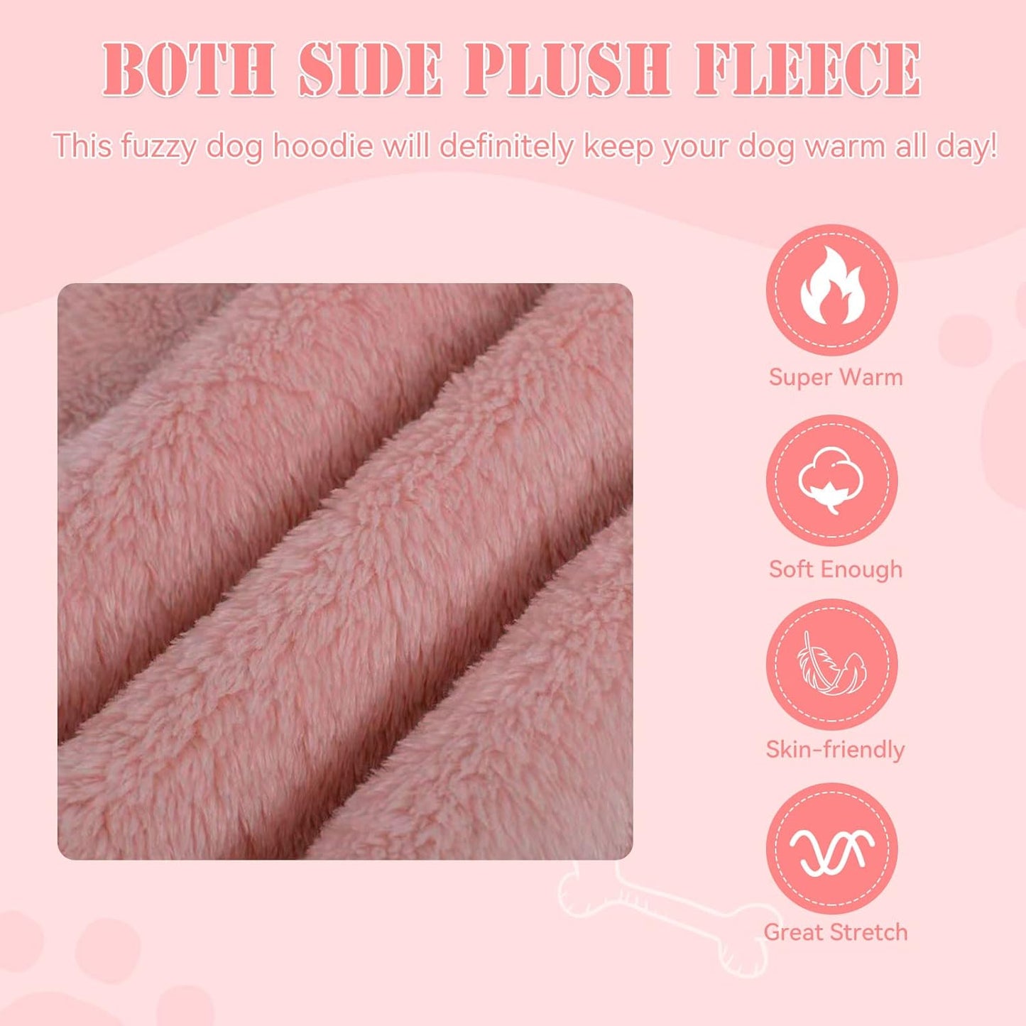 Fuzzy Dog Sweaters for Large Dogs Pet Hoodie Clothes Warm Soft Pet Coats Hooded Sweatshirt Dog Sweaters for Extra Large Dogs(Pink-XL)