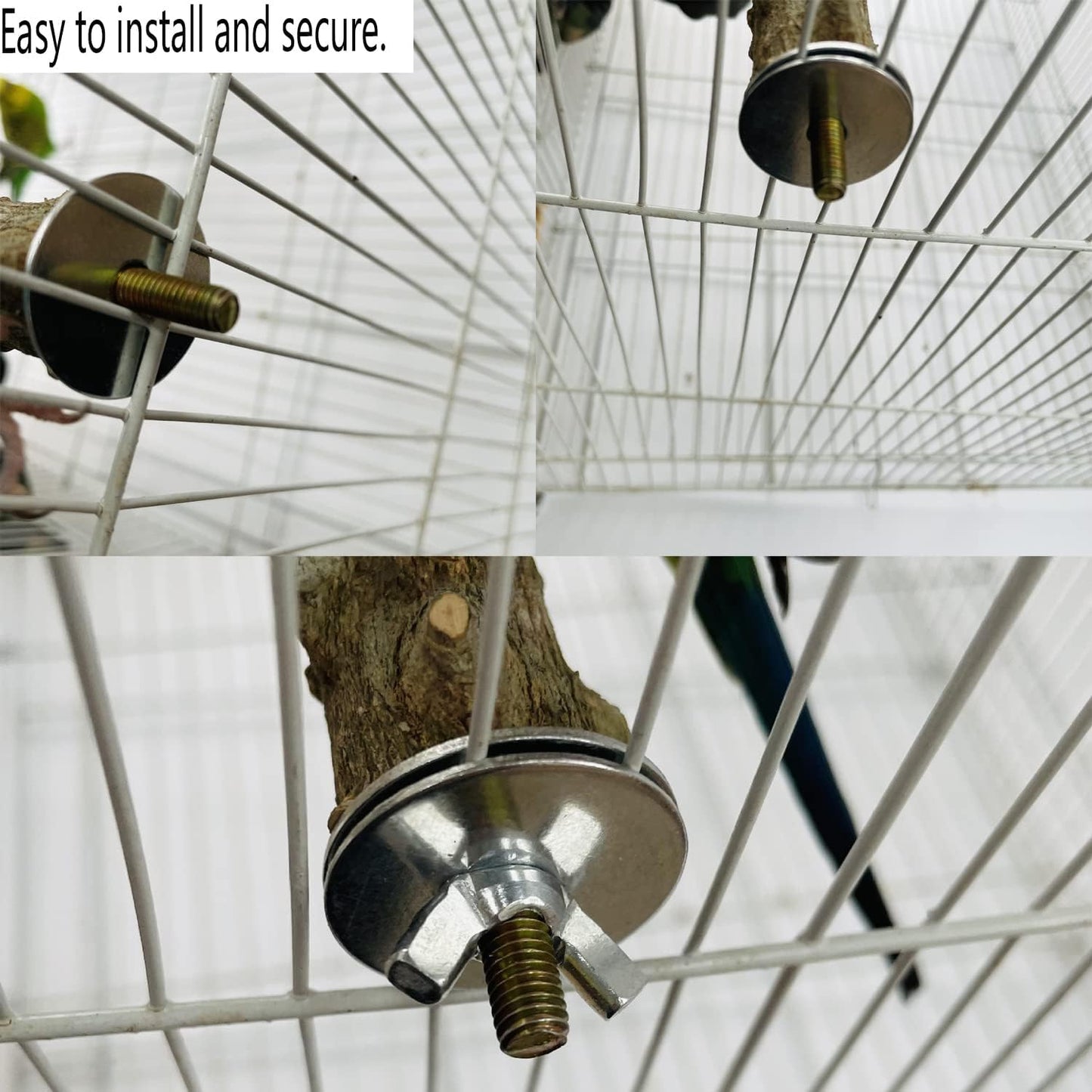 Allazone 5 PCS Natural Wooden Parrot Stand Bird Perch Stand Grape Stick Hanging Multi Branch Perch for Parrots, Bird Cage Accessories