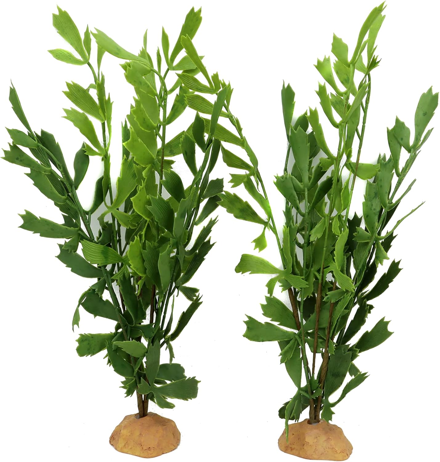 JIHAQUA Lifelike Reptile Tank Plant Decor - Realistic Artificial Plastic Plant for Terrariums and Pet Enclosures (Style D 2 Pack)