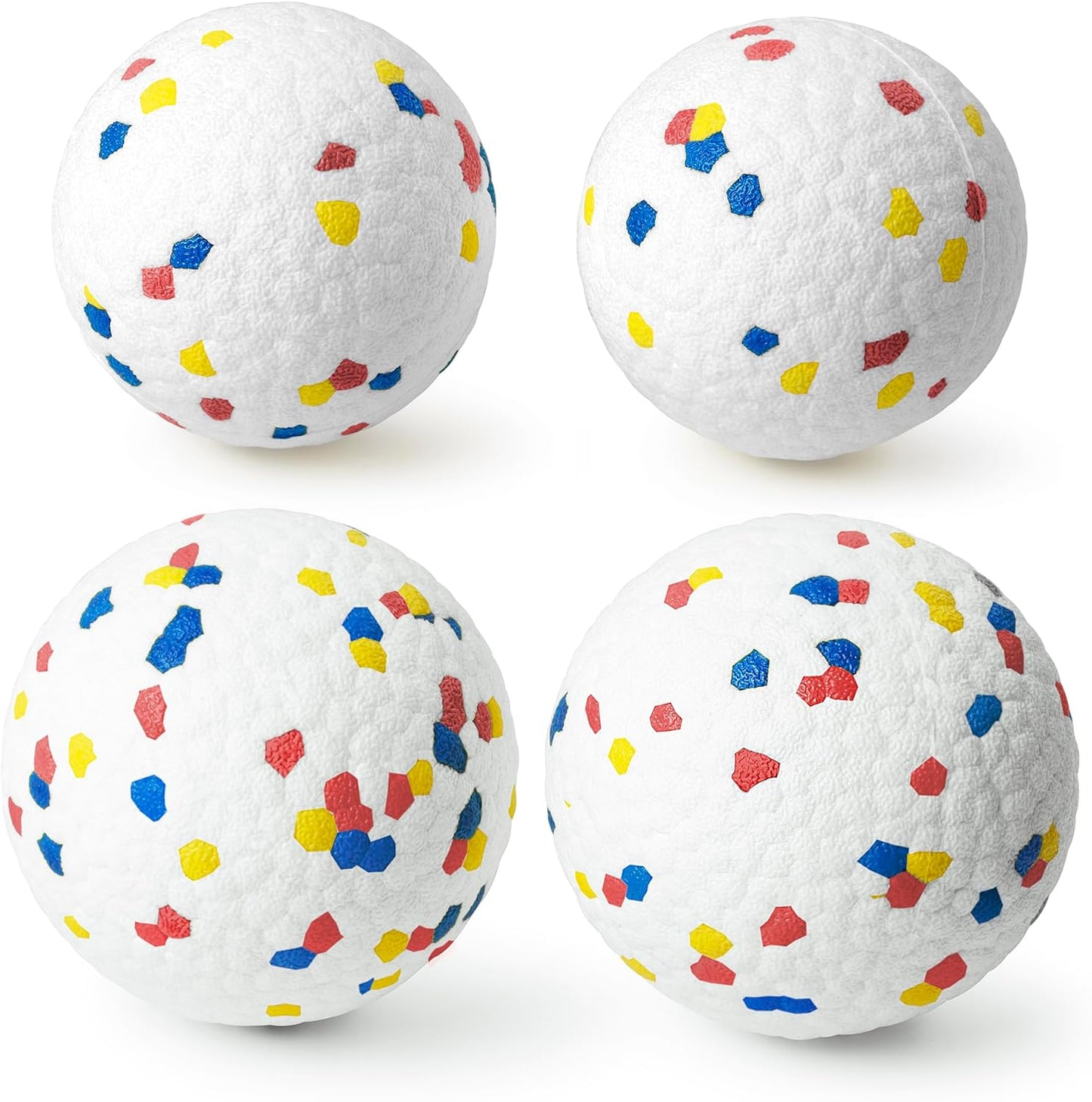 Upgrade Indestructible Dog Tennis Balls, Durable Bouncy Dog Toys for Aggressive Chewers, Teething & Fetch Game (4 White)