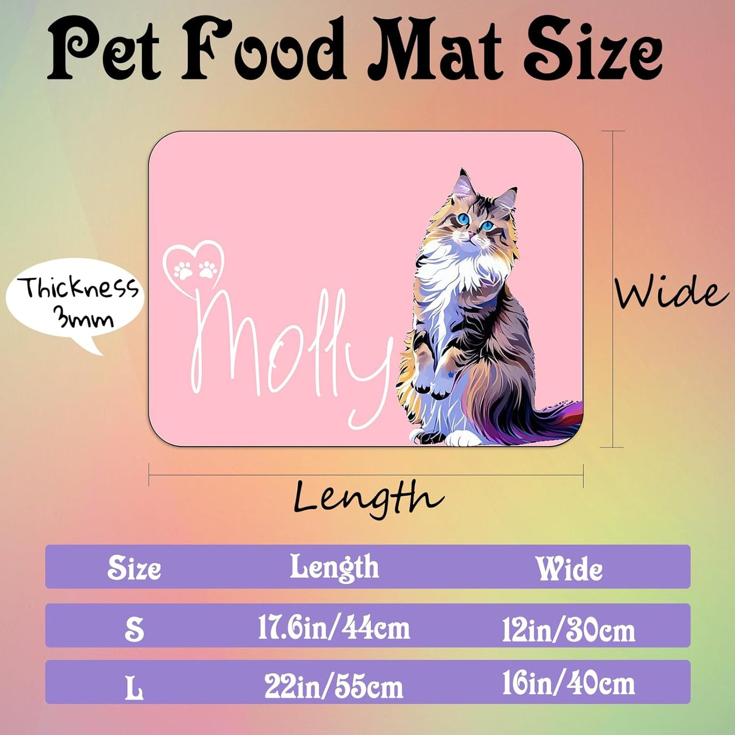 Personalized Dog Cat Feeding Mat Custom Pet Food Mat Waterproof Non-Slip Customized Puppy Name Photo Placemat Dish Rug Floor Protector Gifts for Pets Lover Pattern 6