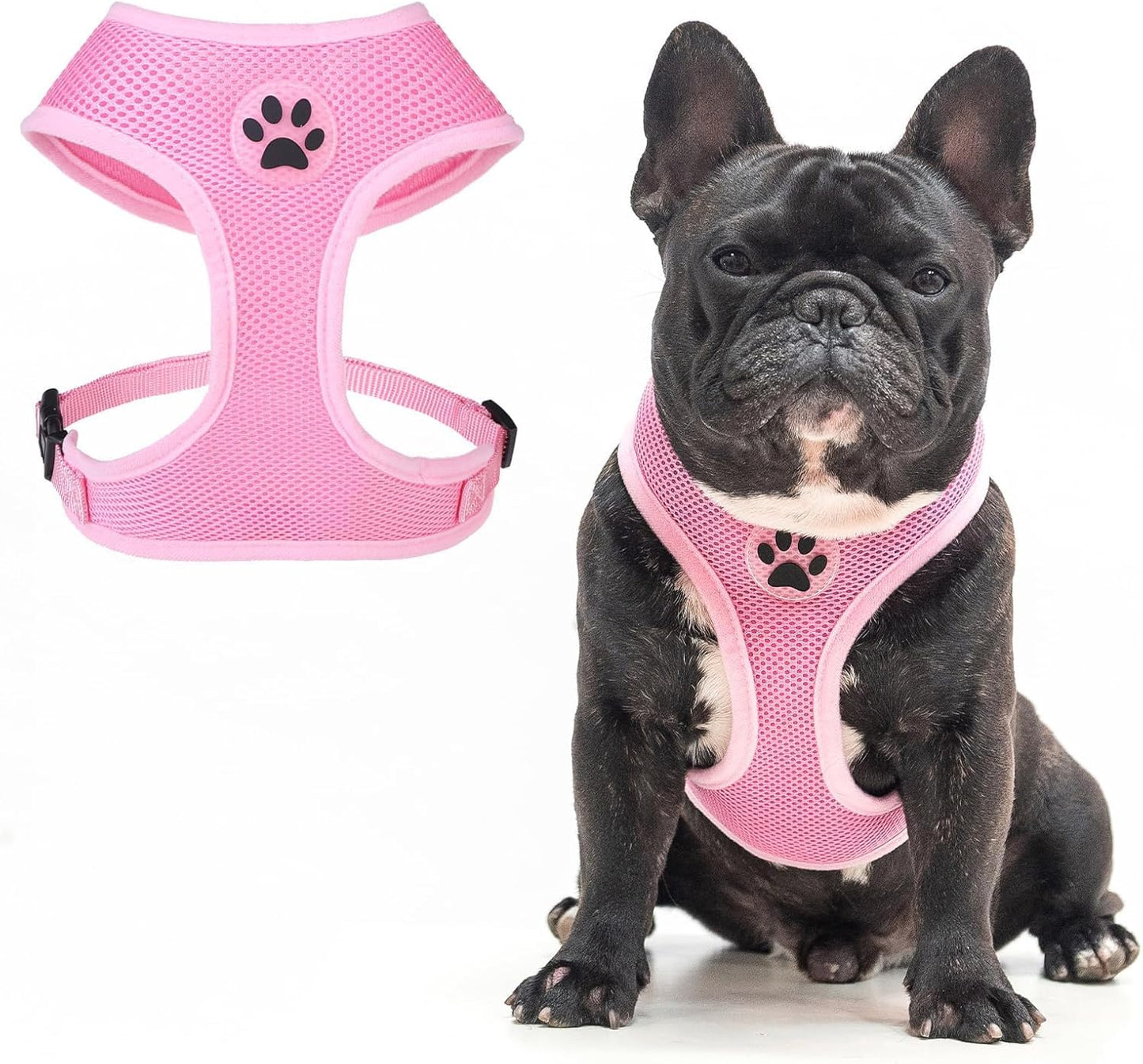 BINGPET No Pull Dog Harness,Soft Mesh Breathable All Weather Vest Harness,Safety Protection Design Durable Adjustable Step-in Easy Walk Dog Harness for Small Medium Large Dogs(LightPink,XL)