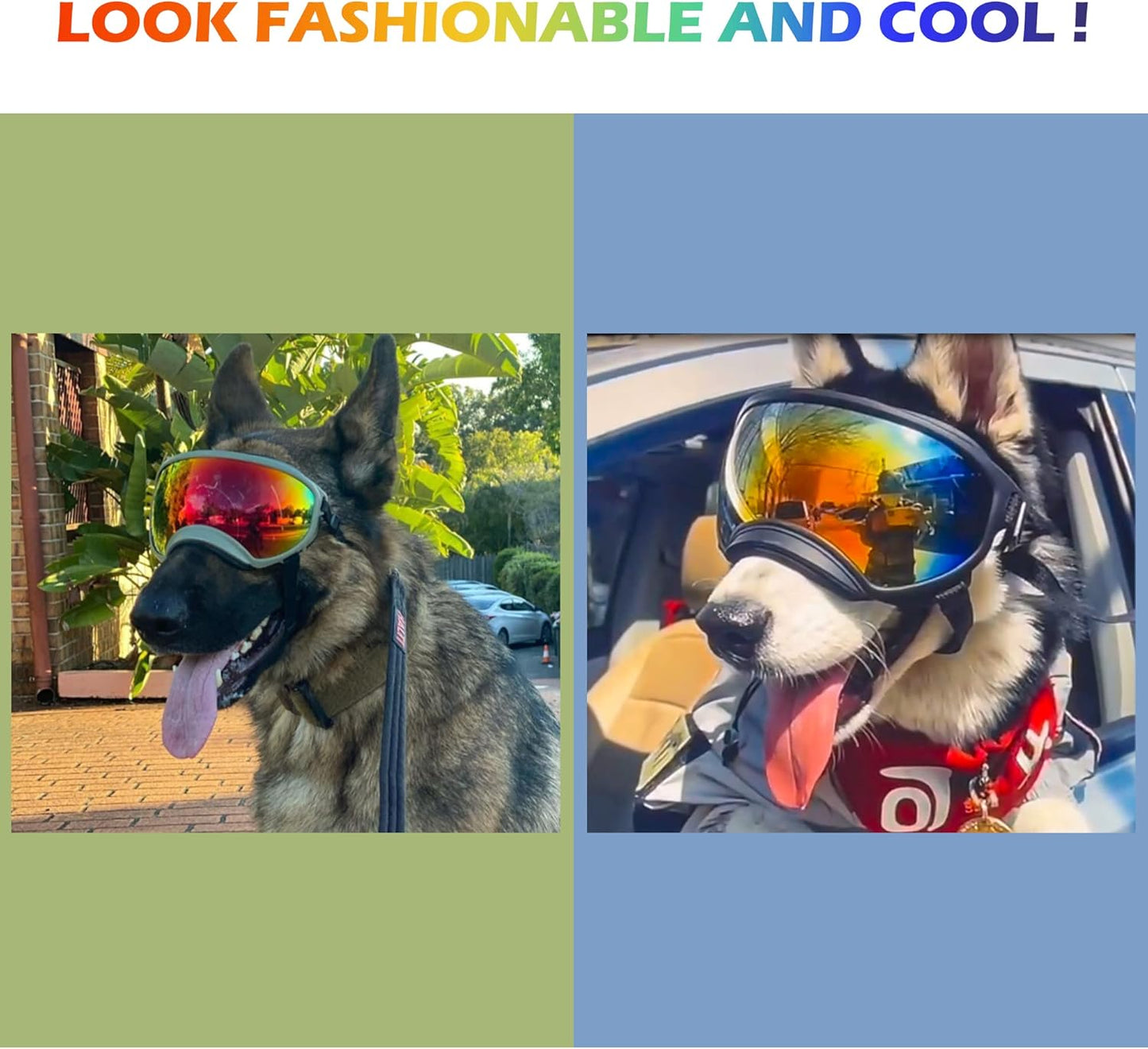 Large Dog Sunglasses with Adjustable Strap UV Protection, Winproof, Suitable for Medium-Large Dogs