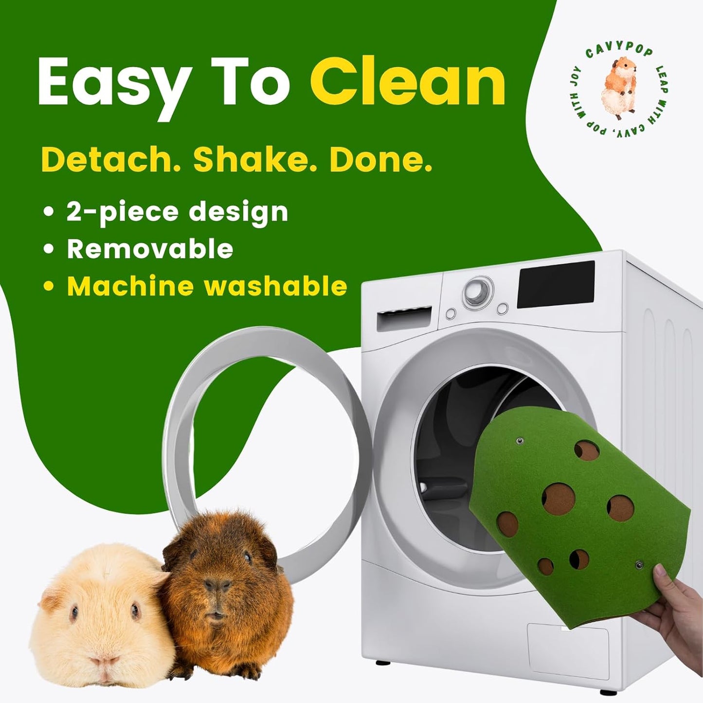 Guinea Pig Tunnels, Foldable Fleece Hideout Beds with Cheese-Hole Design, 2 Pack Modular Tunnel Set for Play and Rest, Brings Comfort and Enrichment to Guinea Pig Cages-Green&Grey