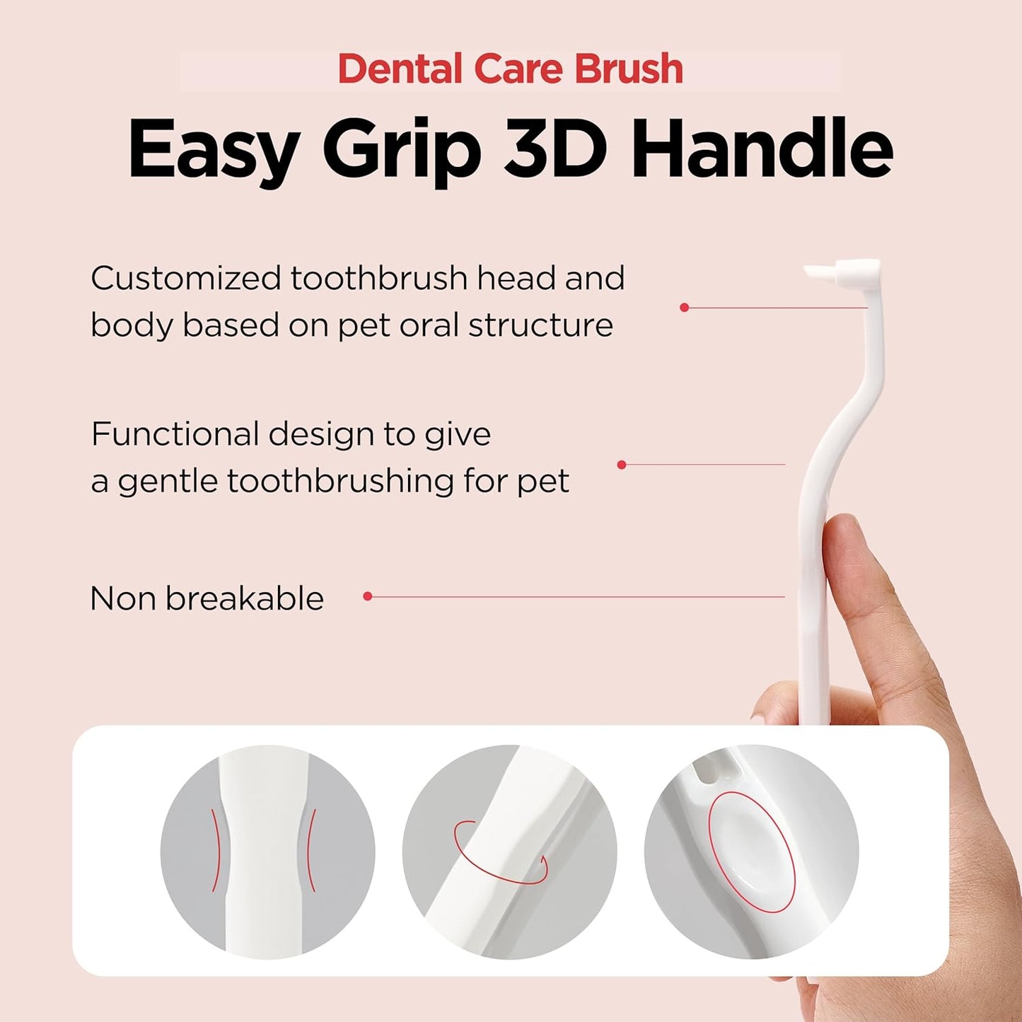 JAYU PET Dental Care Brush [Soft&Firm&Edge Bristles] - Toothbrush for Cat and Small Dogs, Removing Old Plaque and Tartar, Cat Dental Care, Cats Teeth Brushing & Easy Cleaning