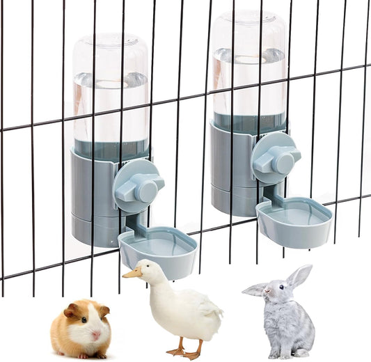 kathson 2Pcs Rabbit Water Bottle 17 OZ Bunny Hanging Water Fountain Automatic Guinea Pig Water Dispenser No Leak Drinking Feeder for Bunny Chinchilla Hamsters Cat Dog Small Animals(Blue)