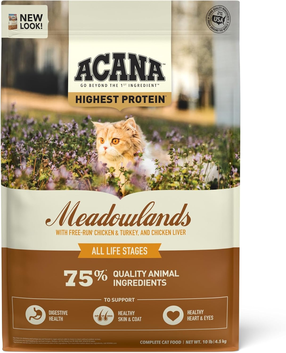 ACANA Grain-free Dry Cat Food Meadowlands Chicken Turkey Fish and Cage-Free Eggs 10lb Bag