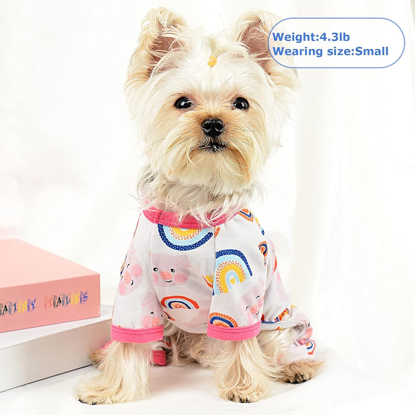 Dog Pajamas Pjs Summer Fall Dog Clothes for Small Dogs Girl - Boy - Medium Size Dogs, Soft Stretchy Puppy Clothes Doggie Onesies Cat Pet Jammies Outfit for Chihuahua Yorkie, Pig Pink