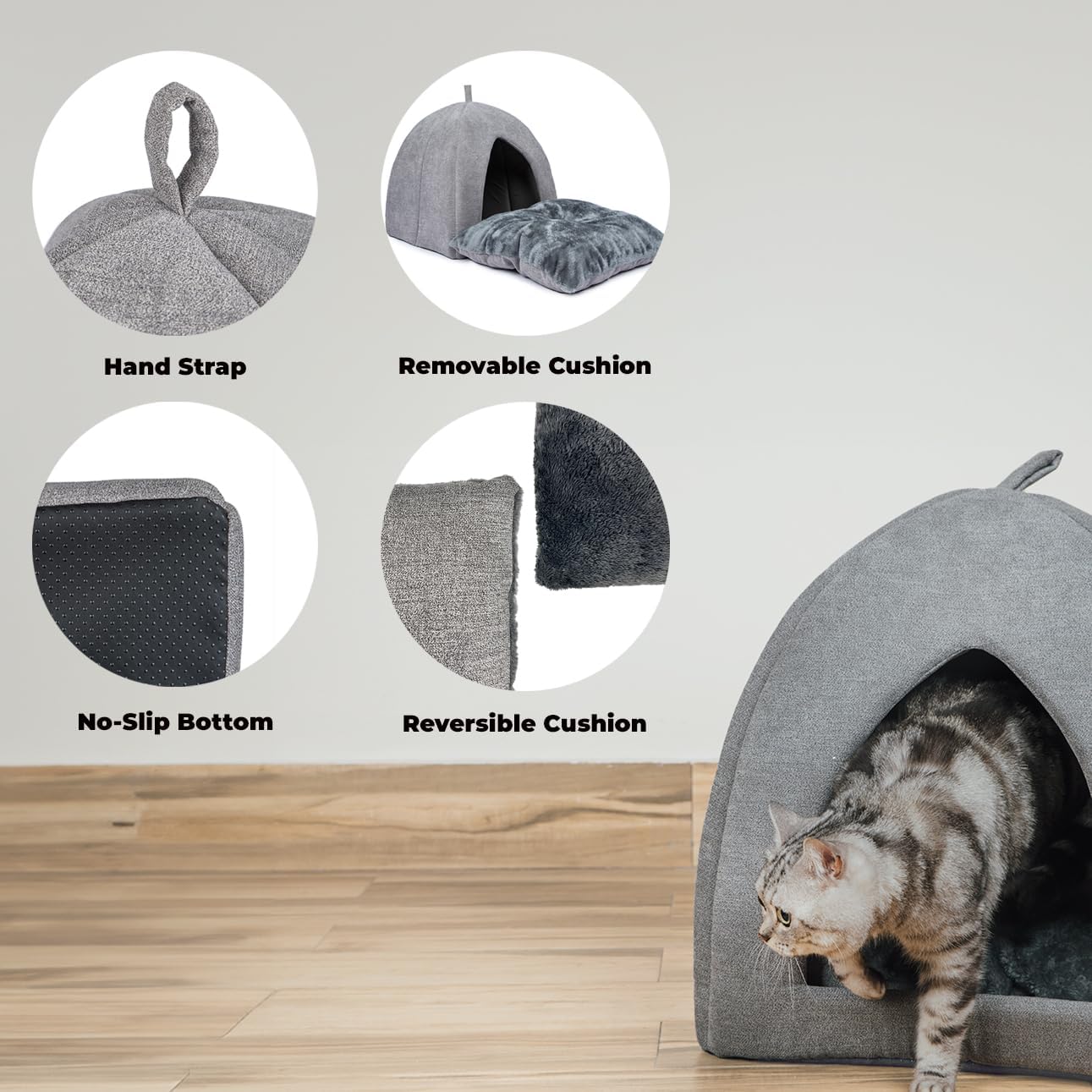 Best Pet Supplies Pet Tent-Soft Bed for Dog and Cat by - Gray, 20" x 20" x H:22"