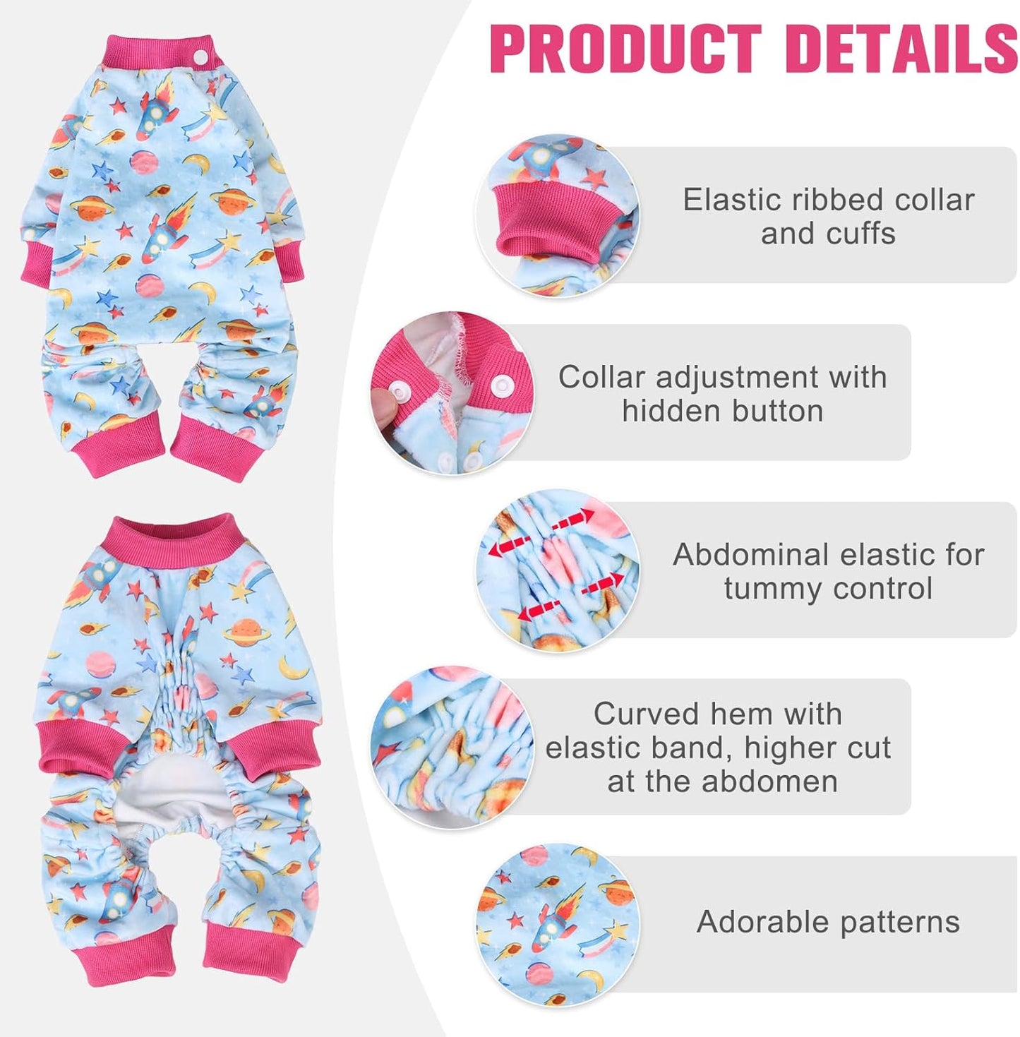 BEAUTYZOO Dog Pajamas Large Sized Dog, Summer Doggie Pajamas for Boy Girl, Soft Strechy Cotton Puppy Pjs Jammies Onesies for Men Women, Pet Jumpsuit Body Suit Cat Apparel Clothes, Blue L