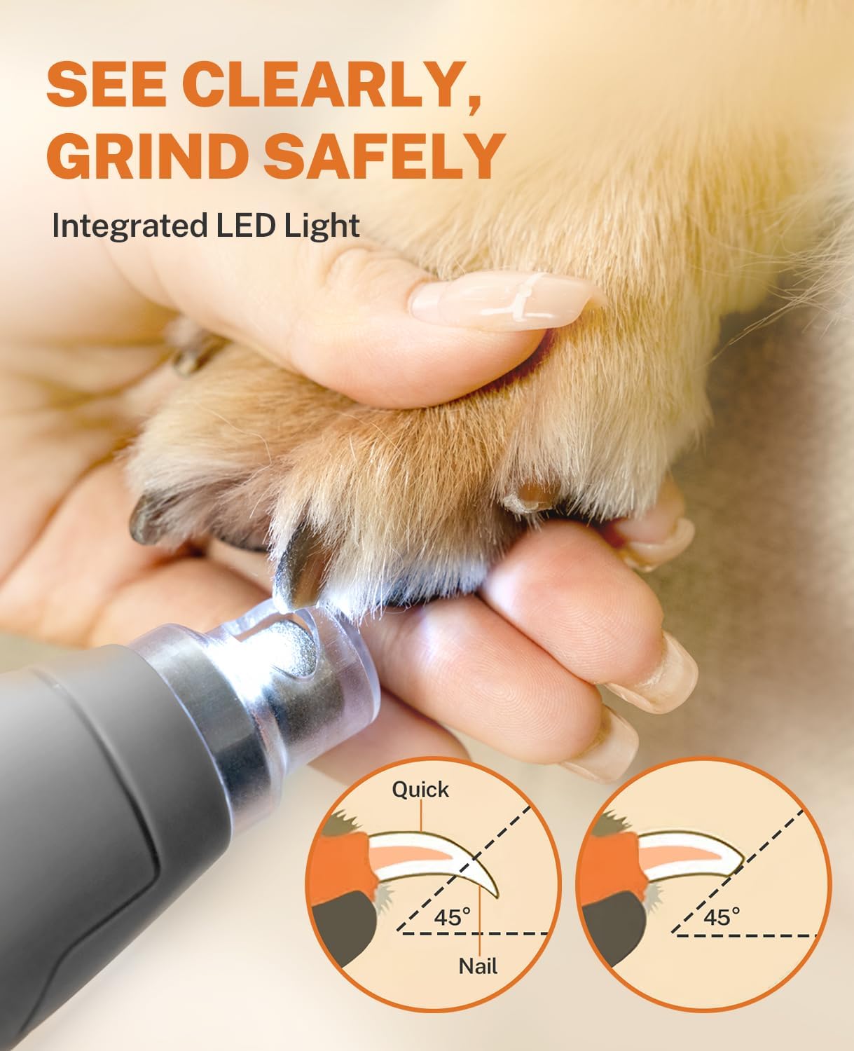 Toozey Dog Nail Grinder - Electric Pet Toenail Trimmer with 12, Gray High-Grade Durable Professional Tool, 1 Count