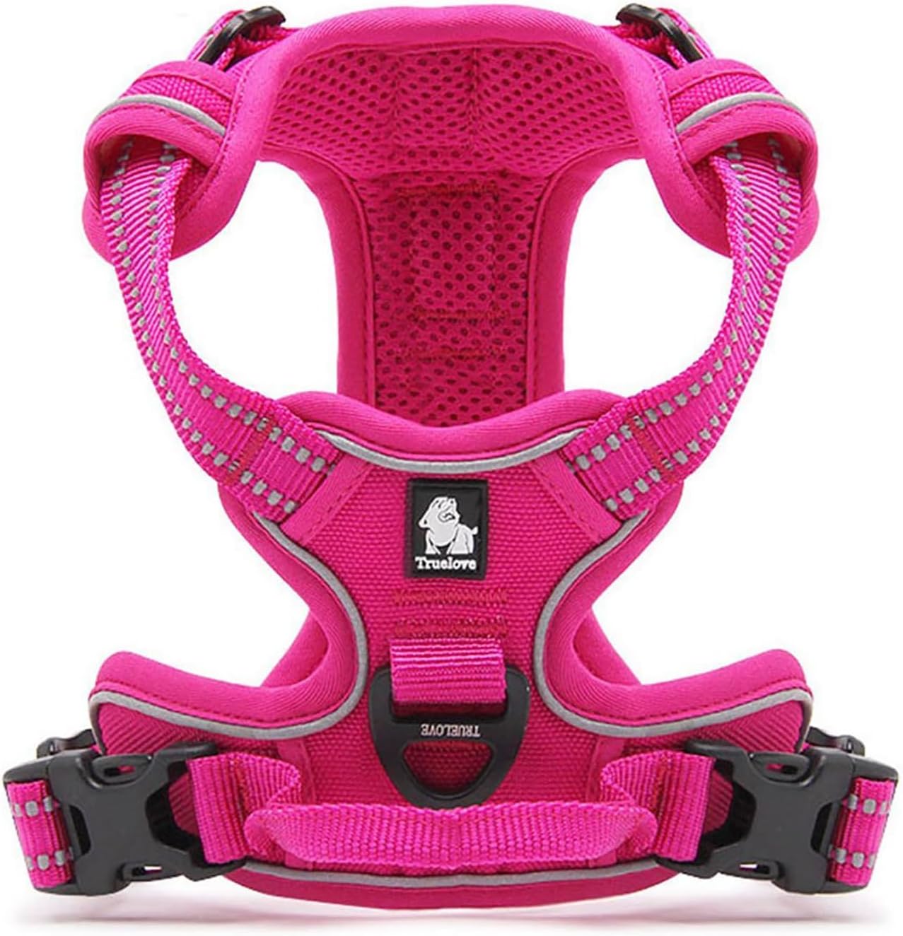 TRUE LOVE Adjustable No-Pull Dog Harness Reflective Pup Vest Harnesses Comfortable Control Brilliant Colors Truelove TLH5651(Fushcia,L)