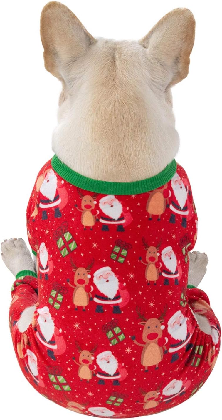 CuteBone Small Dogs Christmas Outfit Soft Puppy Onesies Pjs Dog Pajamas Pet Coat Cat Apparel Comfy Doggie Jumpsuit Bodysuit for All Seasons P135XL