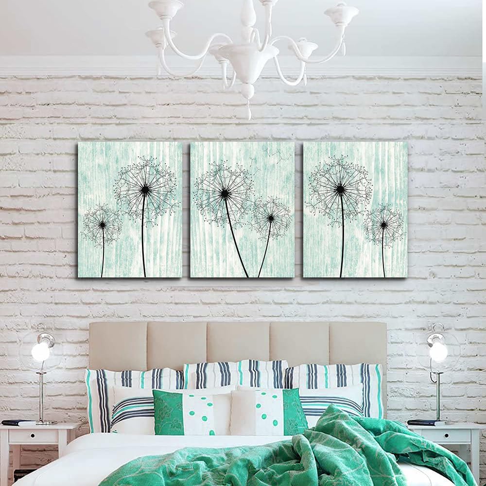 Light Green Background Dandelion Canvas Wall Art Paintings For Living Room Large Size Wall Artworks Bedroom Decoration 3 Piece Framed Office Wall Decor Canvas Print Posters Kitchen Home Decoration