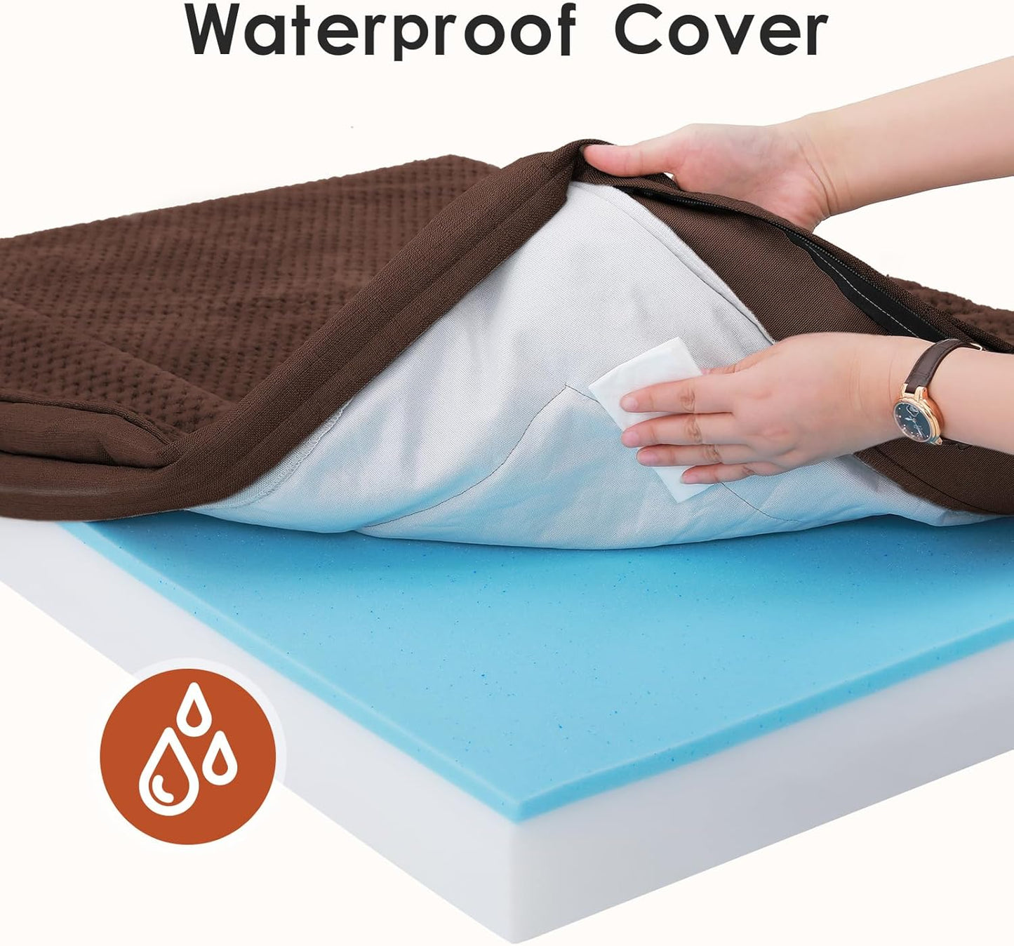 Orthopedic Dog Bed, 3 Inch Memory Foam Dog Beds for Large Dogs, Washable Removable Cover, Nonskid Bottom, Waterproof Pet Couch for Indoor, Outdoor or Car Use, 44x32 Inches XXL Brown Grey